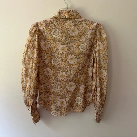 ZIMMERMANN Floral Puff Sleeve Button Down Shirt 0 - Picture 6 of 7